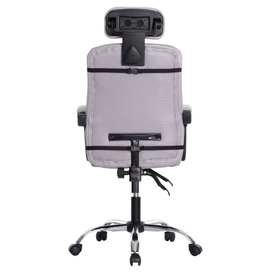 OFFICE CHAIR CRONER HM1196.02 GREY MESH-CHROME METAL BASE-BLACK FRAME 58x67x124Hcm.