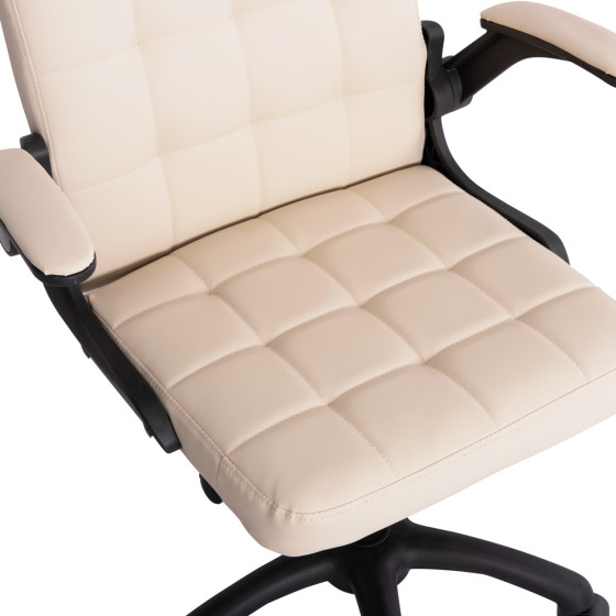 OFFICE CHAIR PORTIMA HM1197.04 BEIGE PVC-BLACK FRAME & BASE 66.5x57x97Hcm.
