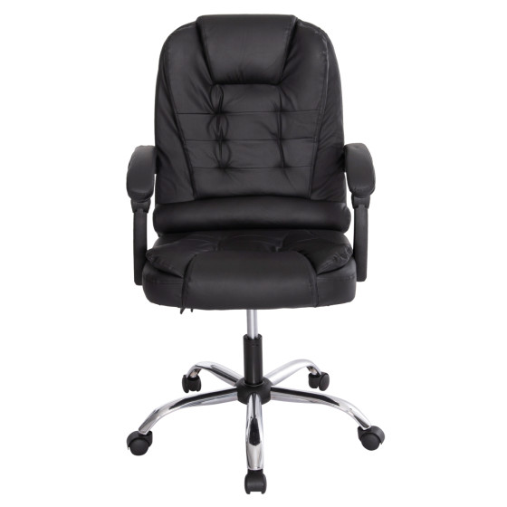 OFFICE CHAIR LAGOM HM1198 BLACK PVC-METAL CHROME BASE-BLACK FRAME 60x70x104Hcm.