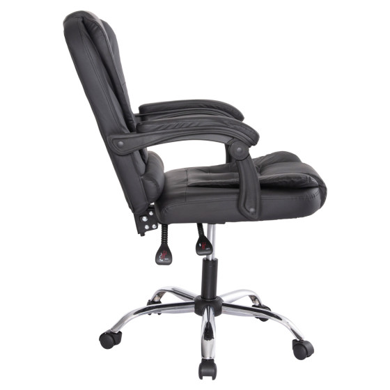 OFFICE CHAIR LAGOM HM1198 BLACK PVC-METAL CHROME BASE-BLACK FRAME 60x70x104Hcm.
