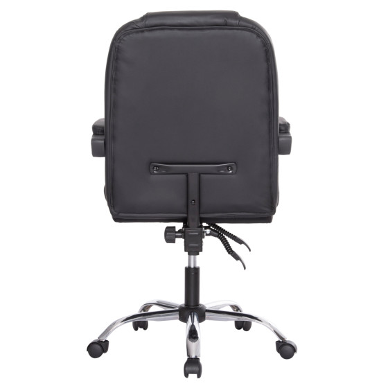 OFFICE CHAIR LAGOM HM1198 BLACK PVC-METAL CHROME BASE-BLACK FRAME 60x70x104Hcm.