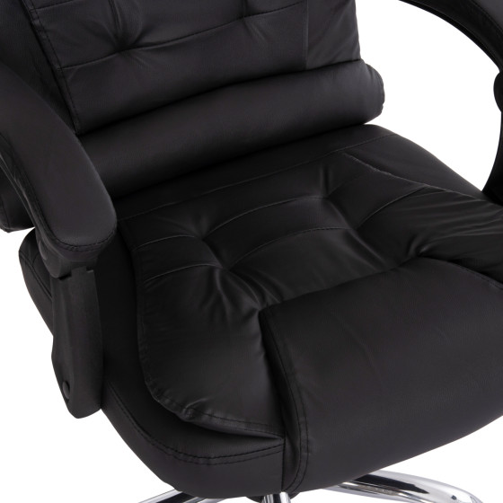 OFFICE CHAIR LAGOM HM1198 BLACK PVC-METAL CHROME BASE-BLACK FRAME 60x70x104Hcm.