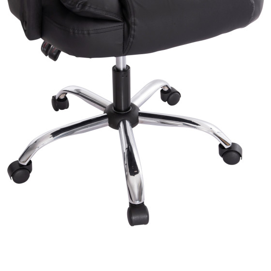 OFFICE CHAIR LAGOM HM1198 BLACK PVC-METAL CHROME BASE-BLACK FRAME 60x70x104Hcm.