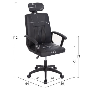 OFFICE CHAIR NIMBLE HM1199.01 BLACK PVC-BLACK FRAME AND BASE 59x64x122Hcm.