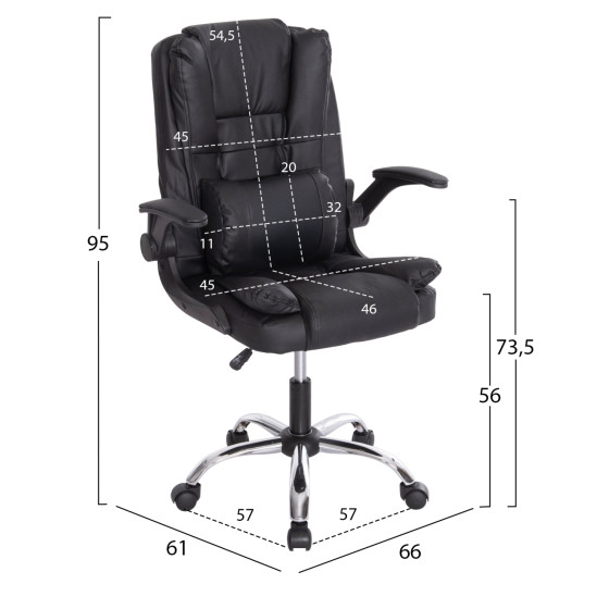 OFFICE CHAIR CANAN HM1201 BLACK PVC--CHROME BASE 66x61x105Hcm.