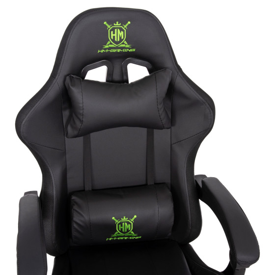 GAMING ARMCHAIR DARREN HM1203.03 BLACK-GREEN PVC 58.5x100x120Hcm.