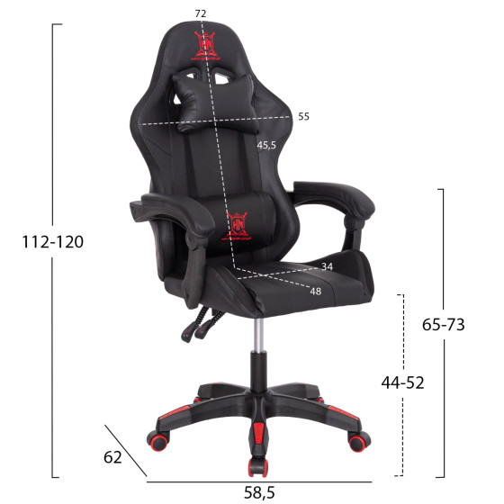 GAMING ARMCHAIR DARREN HM1203.01 BLACK-RED PVC 58.5x100x120Hcm.