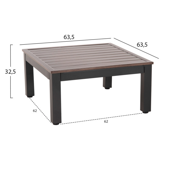 OUTDOOR LOUNGE SET DEX 3PCS POLYMORPHIC HM6090 ALUMINUM IN ANTHRACITE & BROWN-BLACK CUSHIONS