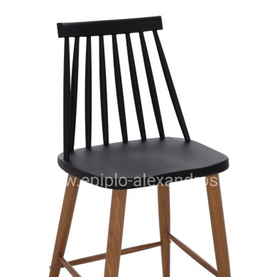 BAR STOOL HM9300.02 BLACK NATURAL 43x45x97Η