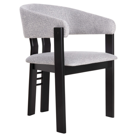 DINING CHAIR ZARRA HM9970.02 RUBBERWOOD IN BLACK-LIGHT GREY FABRIC 55,5x59x81,5Hcm.