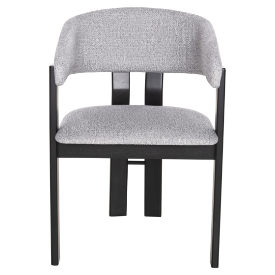 DINING CHAIR ZARRA HM9970.02 RUBBERWOOD IN BLACK-LIGHT GREY FABRIC 55,5x59x81,5Hcm.