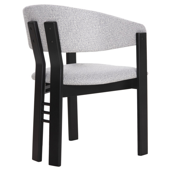DINING CHAIR ZARRA HM9970.02 RUBBERWOOD IN BLACK-LIGHT GREY FABRIC 55,5x59x81,5Hcm.