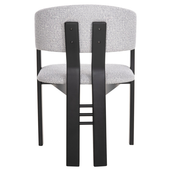 DINING CHAIR ZARRA HM9970.02 RUBBERWOOD IN BLACK-LIGHT GREY FABRIC 55,5x59x81,5Hcm.
