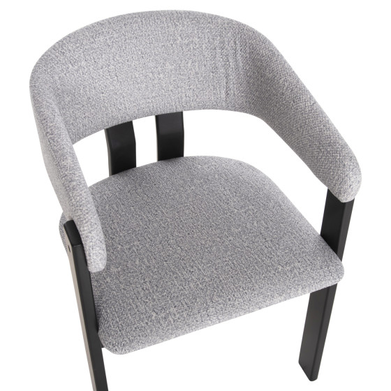 DINING CHAIR ZARRA HM9970.02 RUBBERWOOD IN BLACK-LIGHT GREY FABRIC 55,5x59x81,5Hcm.