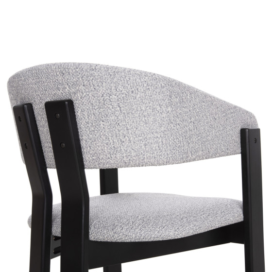 DINING CHAIR ZARRA HM9970.02 RUBBERWOOD IN BLACK-LIGHT GREY FABRIC 55,5x59x81,5Hcm.