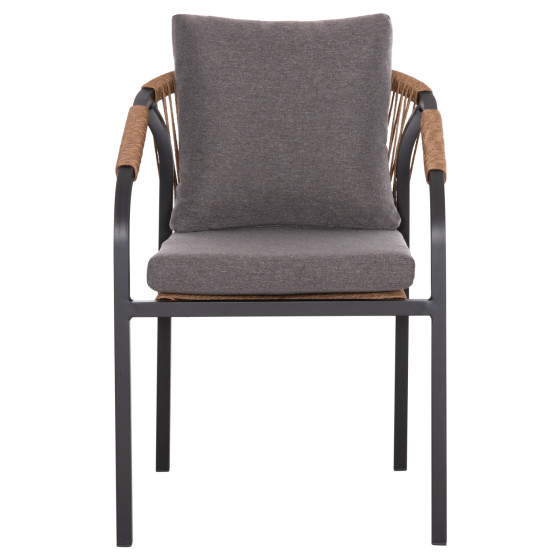 ARMCHAIR MAERLY HM6051.13 ANTHRACITE ALUMINUM AND CUSHIONS-P.E.RATTAN IN LIGHT BROWN 57x60x84Hcm.