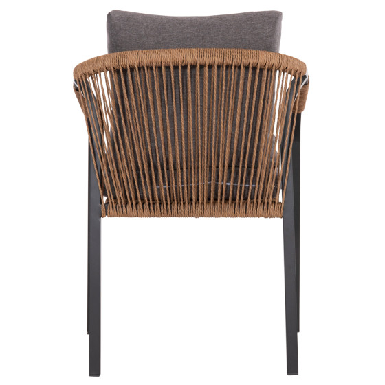 ARMCHAIR MAERLY HM6051.13 ANTHRACITE ALUMINUM AND CUSHIONS-P.E.RATTAN IN LIGHT BROWN 57x60x84Hcm.