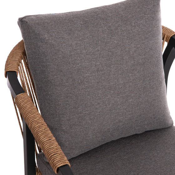 ARMCHAIR MAERLY HM6051.13 ANTHRACITE ALUMINUM AND CUSHIONS-P.E.RATTAN IN LIGHT BROWN 57x60x84Hcm.