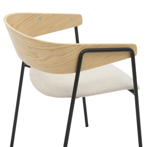 DINING CHAIR KORIN HM9975.01 METAL-BEIGE FABRIC-PLYWOOD 54x51x72,5Hcm.