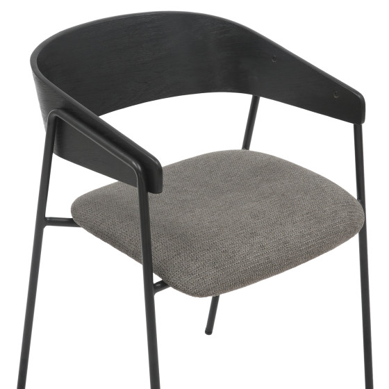 DINING CHAIR KORIN HM9975.02 METAL & PLYWOOD IN BLACK-GREY FABRIC 54x51x72,5Hcm.