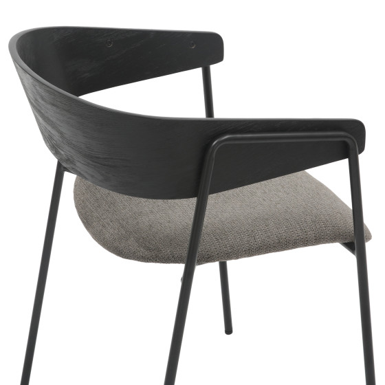 DINING CHAIR KORIN HM9975.02 METAL & PLYWOOD IN BLACK-GREY FABRIC 54x51x72,5Hcm.