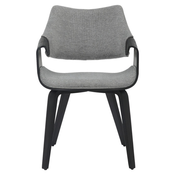 DINING CHAIR NETTO HM9976.02 PLYWOOD FRAME IN BRUSHED BLACK-GREY FABRIC 55x56x83,5Hcm.