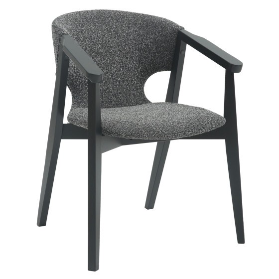 DINING ARMCHAIR YEGER HM9995.01 BEECH WOOD IN BLACK-DARK GREY FABRIC 59x58x78Hcm.