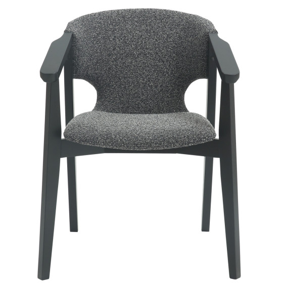 DINING ARMCHAIR YEGER HM9995.01 BEECH WOOD IN BLACK-DARK GREY FABRIC 59x58x78Hcm.