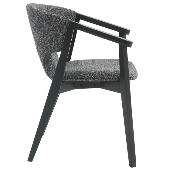 DINING ARMCHAIR YEGER HM9995.01 BEECH WOOD IN BLACK-DARK GREY FABRIC 59x58x78Hcm.