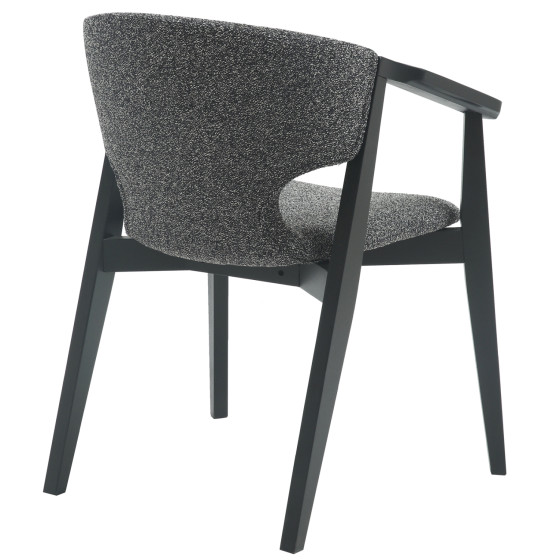 DINING ARMCHAIR YEGER HM9995.01 BEECH WOOD IN BLACK-DARK GREY FABRIC 59x58x78Hcm.