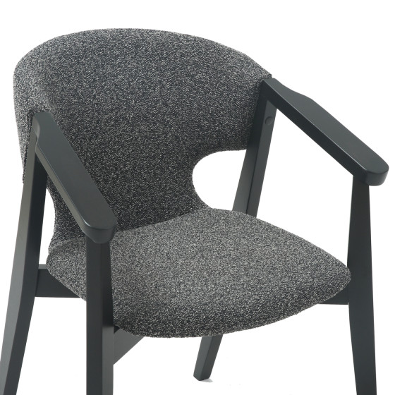 DINING ARMCHAIR YEGER HM9995.01 BEECH WOOD IN BLACK-DARK GREY FABRIC 59x58x78Hcm.