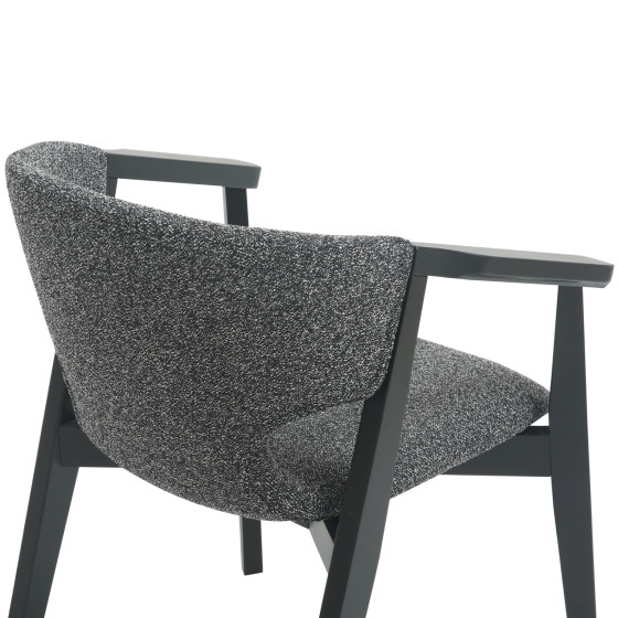 DINING ARMCHAIR YEGER HM9995.01 BEECH WOOD IN BLACK-DARK GREY FABRIC 59x58x78Hcm.