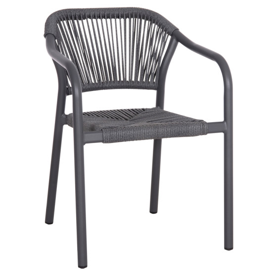 DINING ARMCHAIR ALUMINUM LUCCI HM6266.01 DARK GREY FRAME & P.E. RATTAN 58x56x79Hcm.