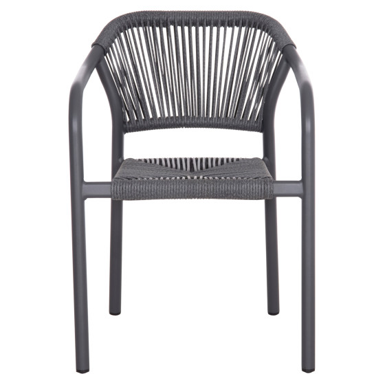 DINING ARMCHAIR ALUMINUM LUCCI HM6266.01 DARK GREY FRAME & P.E. RATTAN 58x56x79Hcm.