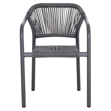 DINING ARMCHAIR ALUMINUM LUCCI HM6266.01 DARK GREY FRAME & P.E. RATTAN 58x56x79Hcm.