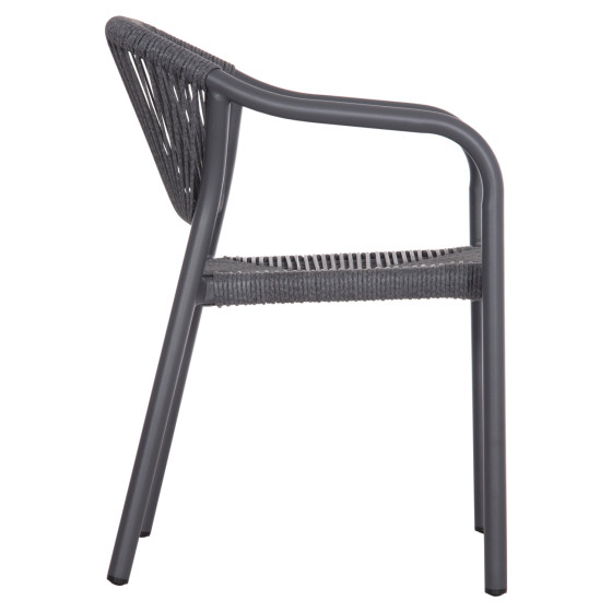 DINING ARMCHAIR ALUMINUM LUCCI HM6266.01 DARK GREY FRAME & P.E. RATTAN 58x56x79Hcm.