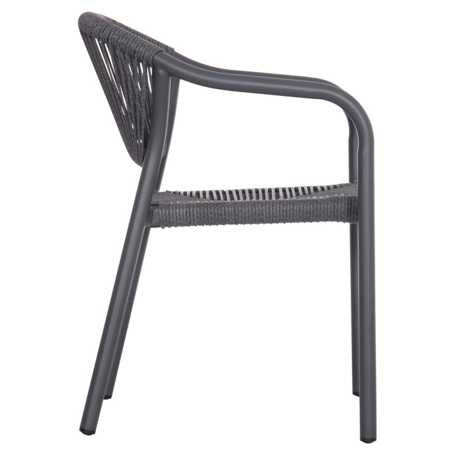 DINING ARMCHAIR ALUMINUM LUCCI HM6266.01 DARK GREY FRAME & P.E. RATTAN 58x56x79Hcm.