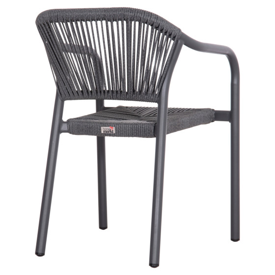 DINING ARMCHAIR ALUMINUM LUCCI HM6266.01 DARK GREY FRAME & P.E. RATTAN 58x56x79Hcm.