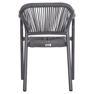 DINING ARMCHAIR ALUMINUM LUCCI HM6266.01 DARK GREY FRAME & P.E. RATTAN 58x56x79Hcm.