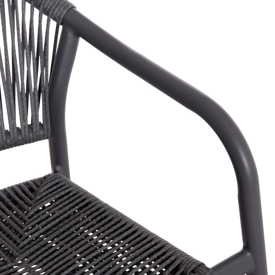 DINING ARMCHAIR ALUMINUM LUCCI HM6266.01 DARK GREY FRAME & P.E. RATTAN 58x56x79Hcm.