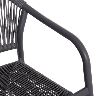 DINING ARMCHAIR ALUMINUM LUCCI HM6266.01 DARK GREY FRAME & P.E. RATTAN 58x56x79Hcm.