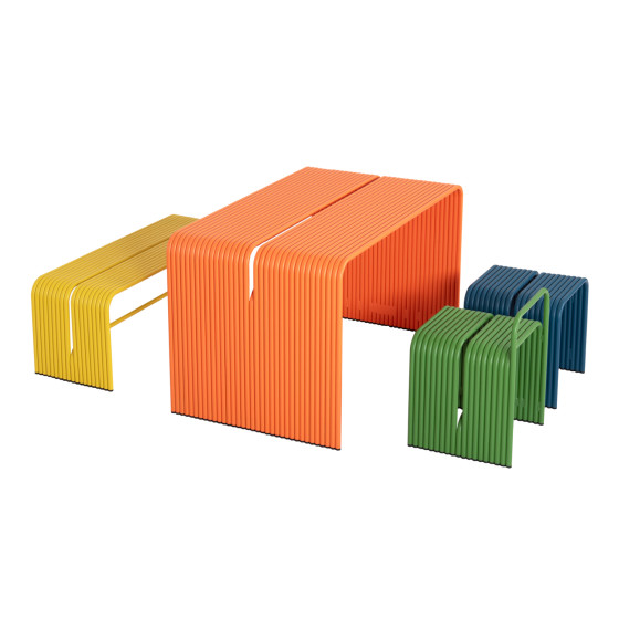 DINING TABLE SERIES INTREPID HM6330.09 ALUMINUM IN ORANGE 121x70x70Hcm.