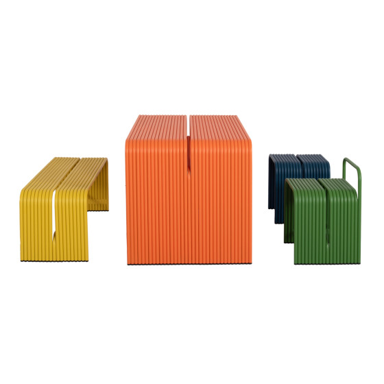 DINING TABLE SERIES INTREPID HM6330.09 ALUMINUM IN ORANGE 121x70x70Hcm.