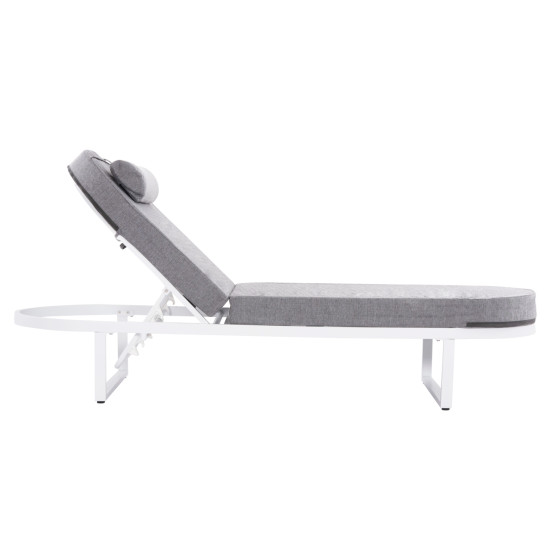 PROFESSIONAL SUNLOUNGER MALLOW HM10715.01 WHITE ALUMINUM & GREY CUSHION 198x71x40,5-103Hcm.