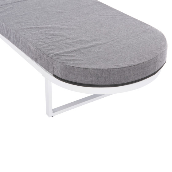 PROFESSIONAL SUNLOUNGER MALLOW HM10715.01 WHITE ALUMINUM & GREY CUSHION 198x71x40,5-103Hcm.