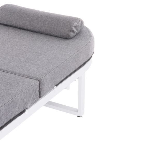 PROFESSIONAL SUNLOUNGER MALLOW HM10715.01 WHITE ALUMINUM & GREY CUSHION 198x71x40,5-103Hcm.