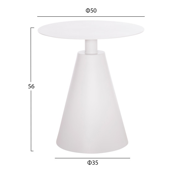 OUTDOOR ROUND SIDE TABLE SERA HM6270.02 ALUMINUM IN WHITE Φ50x56Hcm.