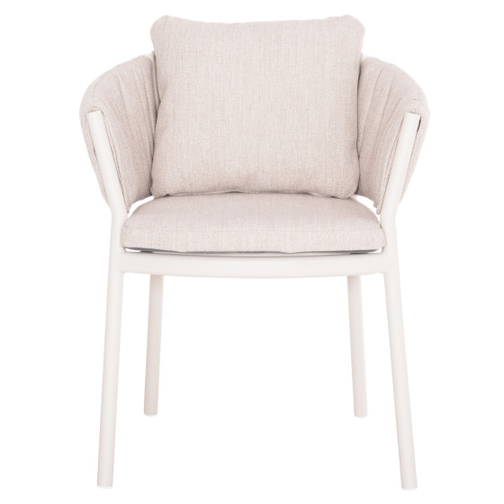 DINING CHAIR SHANKS HM6207.02 CREAM WHITE ALUMINUM & BEIGE OLEFIN FABRIC 63x60.5x75-77Hcm.