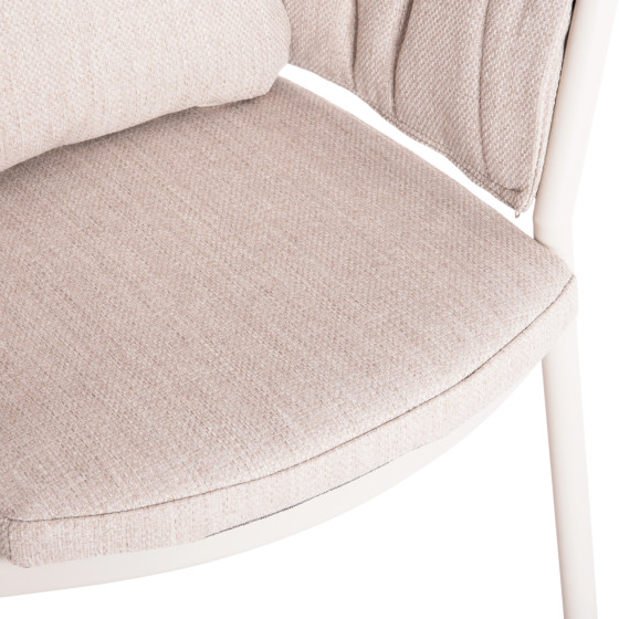 DINING CHAIR SHANKS HM6207.02 CREAM WHITE ALUMINUM & BEIGE OLEFIN FABRIC 63x60.5x75-77Hcm.