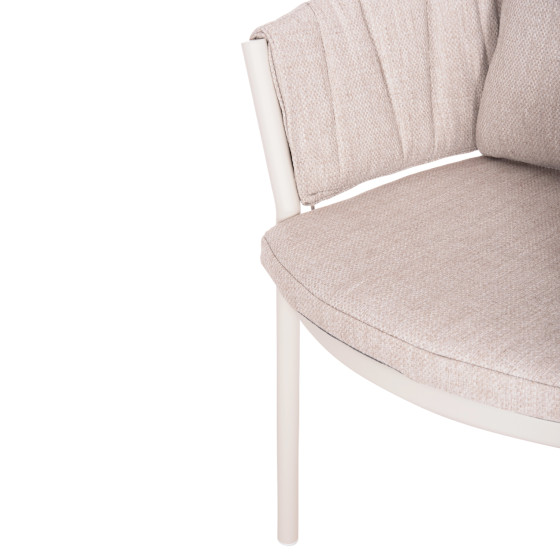 DINING CHAIR SHANKS HM6207.02 CREAM WHITE ALUMINUM & BEIGE OLEFIN FABRIC 63x60.5x75-77Hcm.